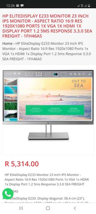 *LAST ONE**TOP OF THE RANGE BRAND NEW HP ELITE DISPLAY E233 IPS  23 INCH , F HD LED SCREEN**R5500