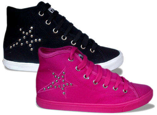 SOVIET  Ladies Studded Canvas Sneaker Boots | Pink & Black