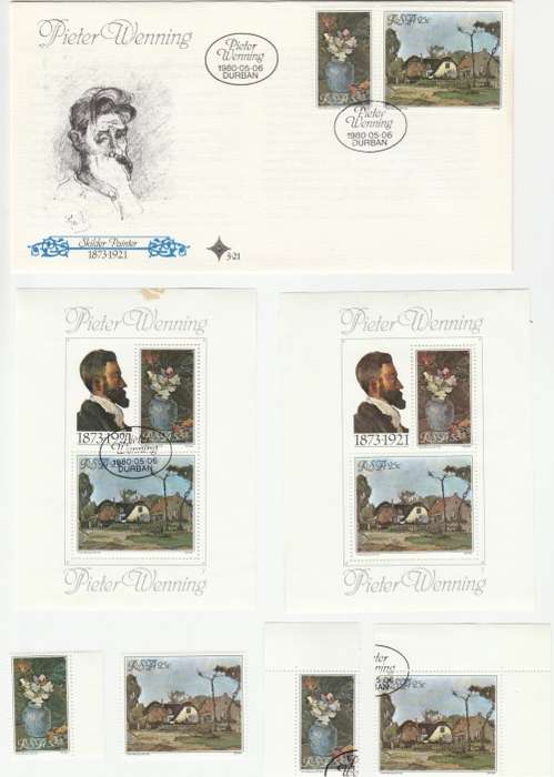 1980 RSA Pieter Wenning FDC 3.21 & S5 & Blocks & Miniature Sheet