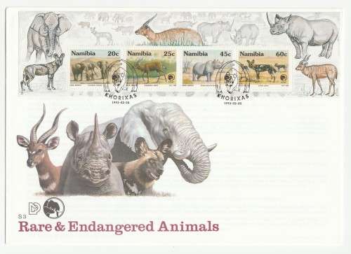 1993 Namibia Rare & Endangered Animals FDC 1.13 & Miniature Sheet S3 Set