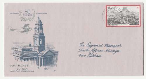 1979 RSA 50 Years Civil Aviation Port Elizabeth/Durban Flight Commemorative Cover 29.1