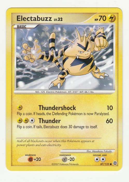 Pokemon 2007 - Gen IV Diamonds & Pearl Series Secret Wonders Electabuzz 87/132 - Common