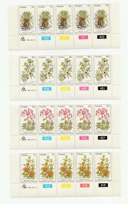 1981 Transkei Medicinal Plants 2 FDC 1.22 and Blocks