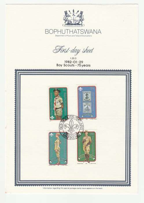 1982 Bophuthatswana Boy Scouts - 75 years First-Day Sheet 1.20.5