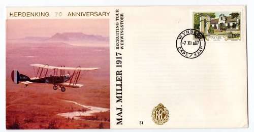 1987 RSA SA Air Force (SAAF) 70th Anniversary Maj. Miller 1917 Recruiting Tour # 4002 /6 000 Commemo