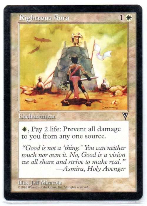 Magic The Gathering 1996 - Righteous Aura - Common - Visions