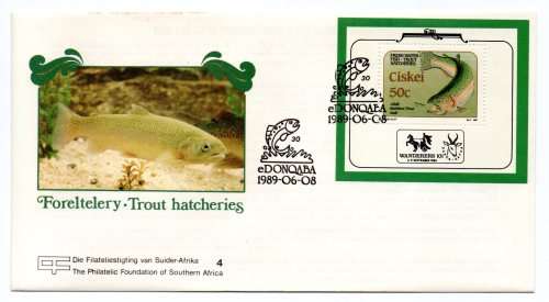 1989 Ciskei Trout Hatcheries The Philatelic Foundation of Southern Africa 4 Commemorative Cover