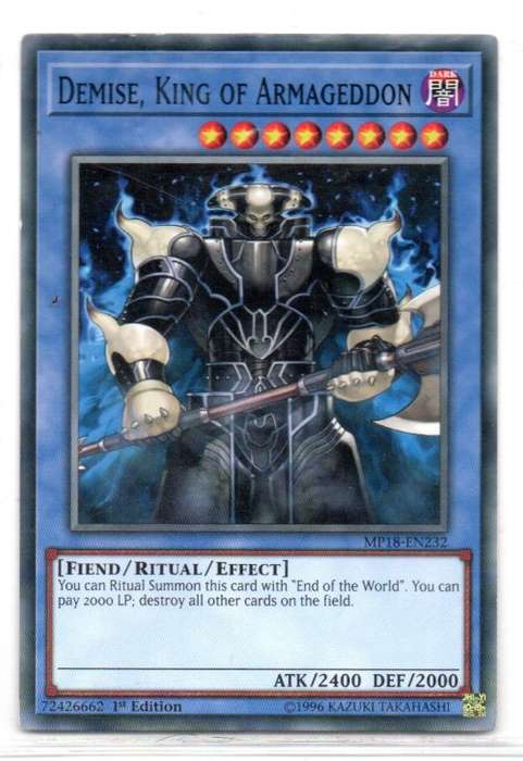 Yu-Gi-Oh!  - Demise, King of Armageddon - 1st Ed/Common - 2018 Mega-Tin Mega pack (MP18-EN232)