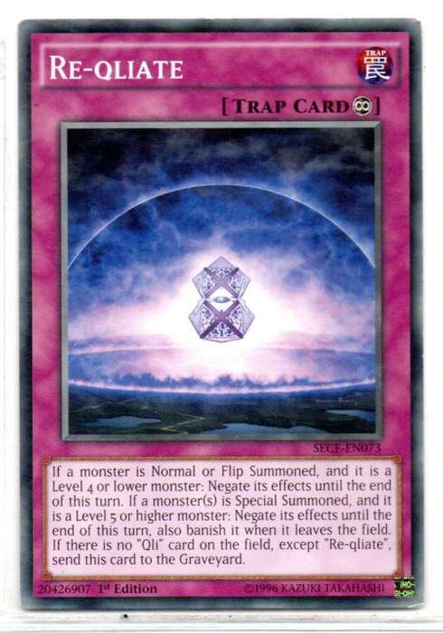 Yu-Gi-Oh! - Re-qliate - 1st Ed/Common - Secrets of Eternity (SECE-EN073)