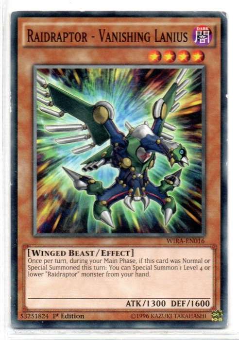 Yu-Gi-Oh! - Raidraptor - Vanishing Lanius - 1st Ed/Common - Wing Raiders (WIRA-EN016)