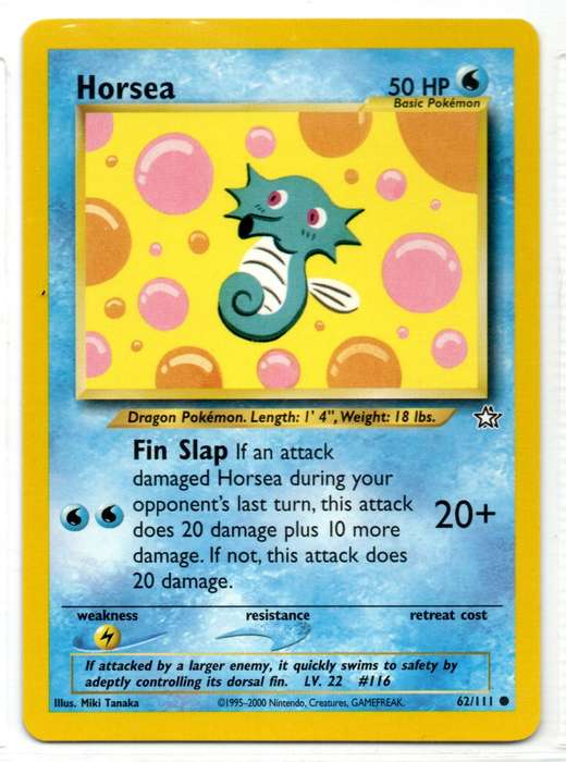 1995-2000 Nintendo Creatures GAMEFREAK - Neo Genesis Pokemon Horsea 62/111 Common