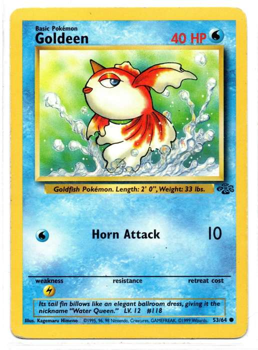 1995, 96, 98 Nintendo Creatures GAMEFREAK - Jungle Pokemon Goldeen 53/64 Common