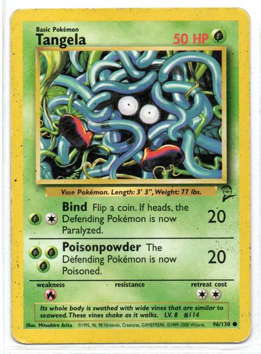 1995, 96, 98 Nintendo Creatures GAMEFREAK - Base Set 2 Pokemon Tangela 96/130 Common