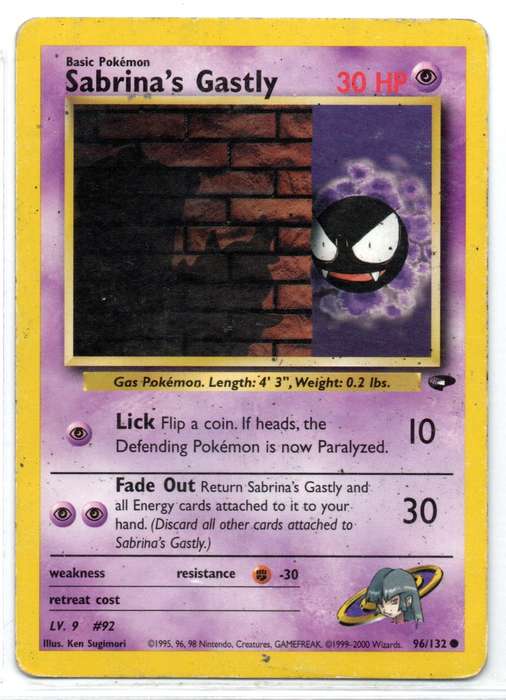 1995, 96, 98 Nintendo Creatures GAMEFREAK - Gym Heroes Pokemon Sabrina`s Gastly 96/132 Common