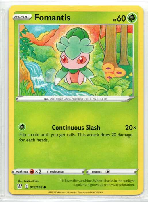 2021 Pokemon Nintendo Creatures GAMEFREAK - Sword & Shield Fomantis 14/163 Common