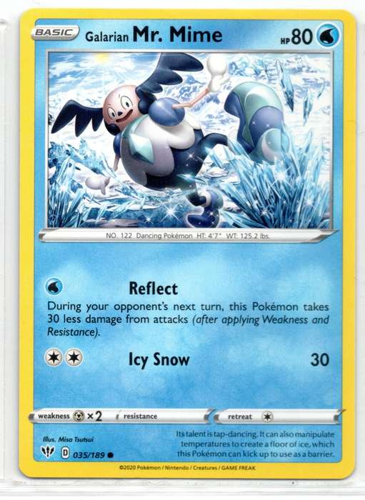 2020 Pokemon Nintendo Creatures GAMEFREAK - Darkness Ablaze Galarian Mr. Mime 35/189 Common