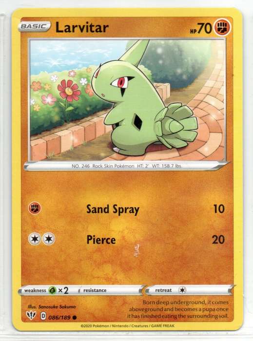 2020 Pokemon Nintendo Creatures GAMEFREAK - Darkness Ablaze Larvitar 89/189 Common