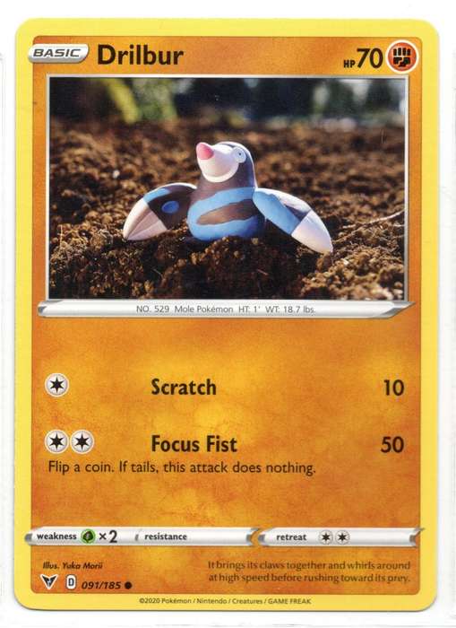 2020 Pokemon Nintendo Creatures GAMEFREAK - Vivid Voltage Drilbur 91/185 Common