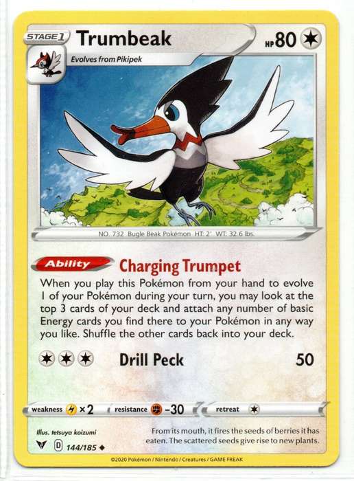 2020 Pokemon Nintendo Creatures GAMEFREAK - Vivid Voltage Trumbeak 144/185 Uncommon