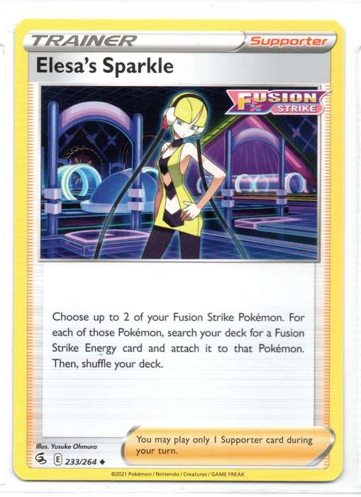 2021 Pokemon/Nintendo/Creatures/GAMEFREAK - Fusion Strike - Trainer Elesa`s Sparkle 233/24 Uncommon