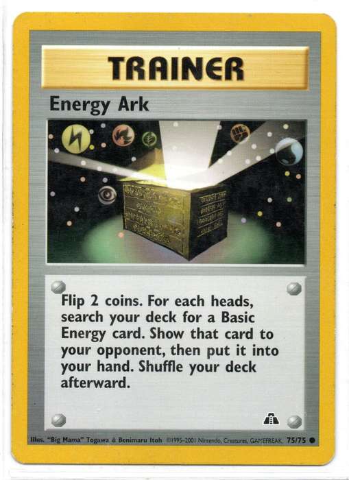 1995-2001 Nintendo, Creatures, GAMEFREAK - Neo Discovery - Pokemon Trainer Energy Ark 75/75 Common
