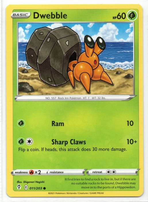 2021 Pokemon/Nintendo/Creatures/GAMEFREAK - Evolving Skies - Dwebble 11/203 Common