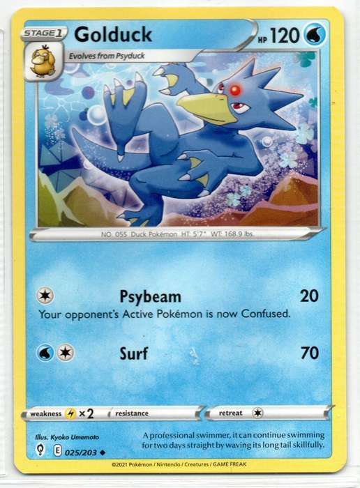 2021 Pokemon/Nintendo/Creatures/GAMEFREAK - Evolving Skies - Golduck 25/203 Uncommon