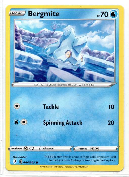 2021 Pokemon/Nintendo/Creatures/GAMEFREAK - Evolving Skies - Bergmite 44/203 Common