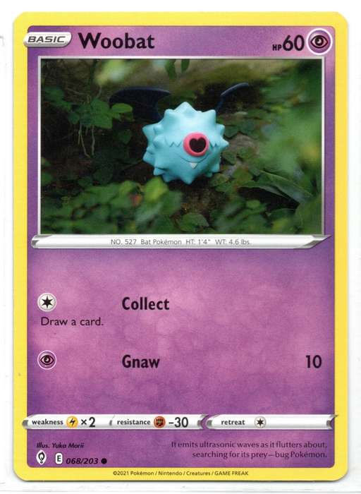 2021 Pokemon/Nintendo/Creatures/GAMEFREAK - Evolving Skies - Woobat 68/203 Common