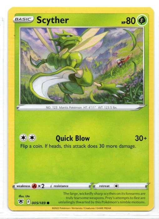 2022 Pokemon/nintendo/Creatures/GAMEFREAK - Astral Radiance Scyther 5/189 Common