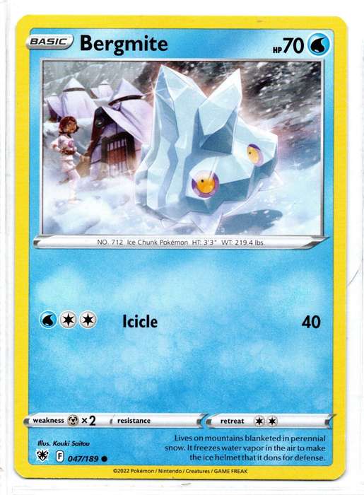 2022 Pokemon/nintendo/Creatures/GAMEFREAK - Astral Radiance Bergmite 47/189 Common