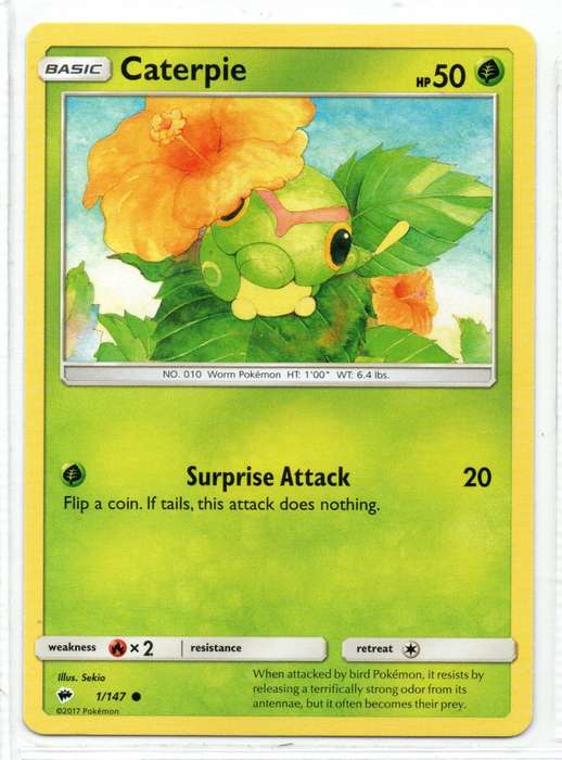 2017 Pokemon - Burning Shadows - Caterpie 1/147 Common