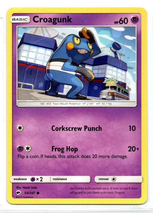 2017 Pokemon - Burning Shadows - Croagunk 54/147 Common