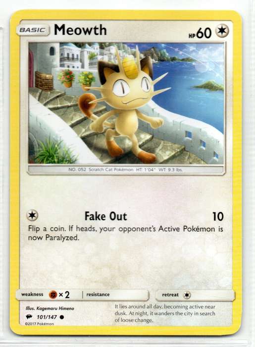 2017 Pokemon - Burning Shadows - Meowth 101/147 Common