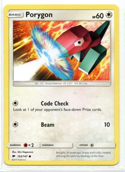 2017 Pokemon - Burning Shadows - Porygon 103/147 Common