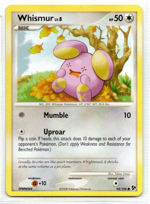 2008 Pokemon/Nintendo - Great Encounters - Whismur 94/106 Common