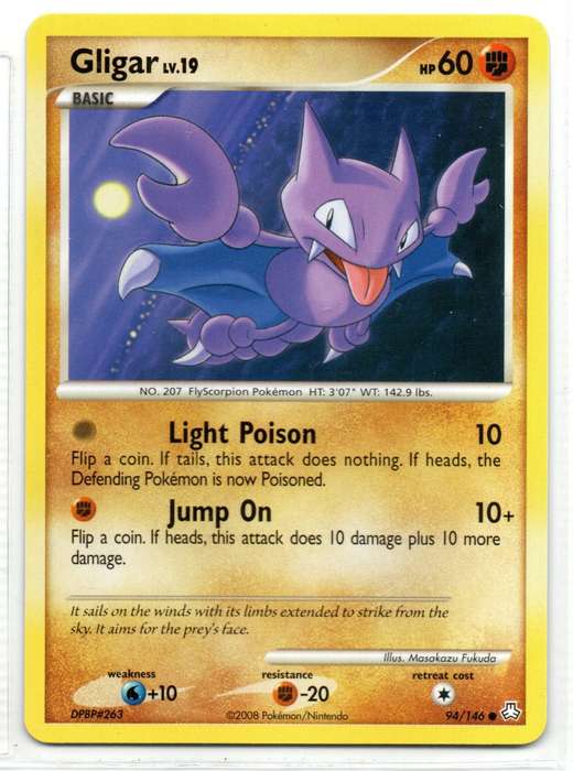 2008 Pokemon/Nintendo - Legends Awakend - Gligar 94/146 Common