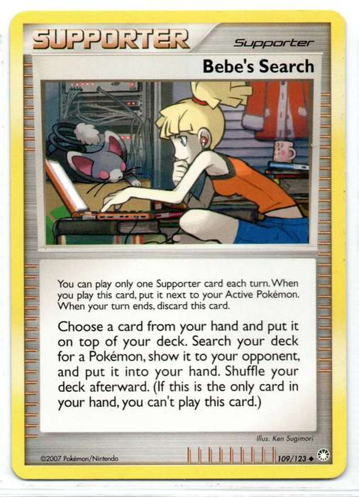 2007 Pokemon/Nintendo - Mysterious Treasures - Supporter Bebe`s Search 109/123 Uncommon