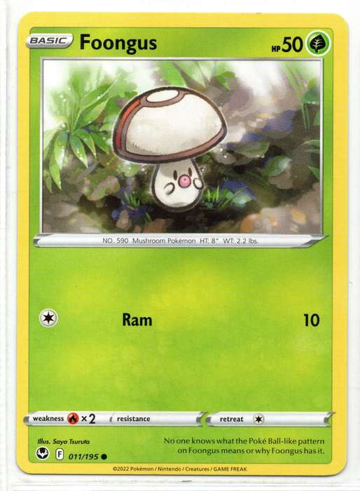2022 Pokemon/Nintendo/Creatures/GAMEFREAK - Silver Tempest - Foongus 11/195 Common
