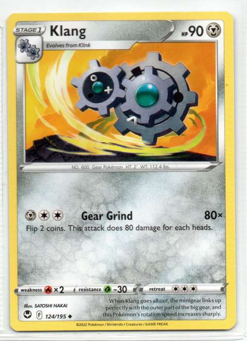 2022 Pokemon/Nintendo/Creatures/GAMEFREAK - Silver Tempest - Klang 124/195 Uncommon