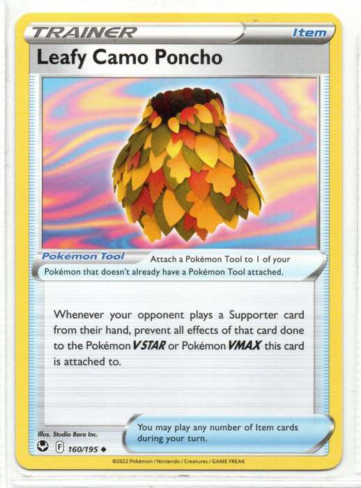 2022 Pokemon/Nintendo/Creatures/GAMEFREAK - Silver Tempest - Trainer Leafy Camo Poncho 160/195 Uncom