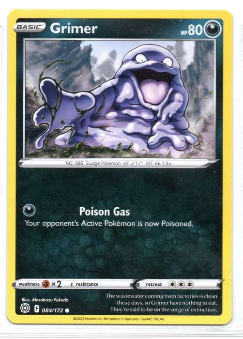 2022 Pokemon/Nintendo/Creatures/GAMEFREAK - Brilliant Stars - Grimer 84/172 Common