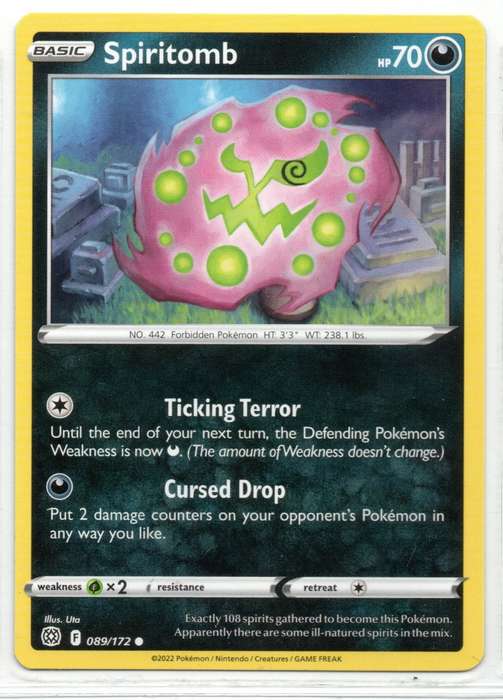 2022 Pokemon/Nintendo/Creatures/GAMEFREAK - Brilliant Stars - Spiritomb 89/172 Common
