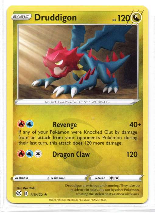 2022 Pokemon/Nintendo/Creatures/GAMEFREAK - Brilliant Stars - Druddigon 113/172 Rare