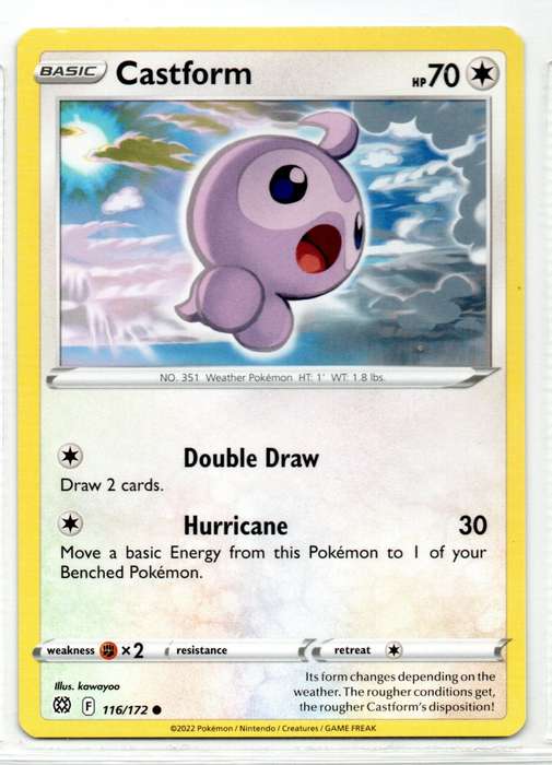 2022 Pokemon/Nintendo/Creatures/GAMEFREAK - Brilliant Stars - Castform 116/172 Common