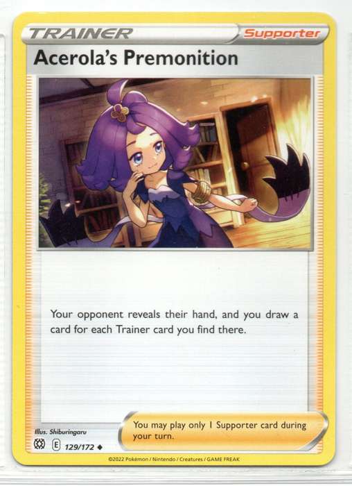 2022 Pokemon/Nintendo/Creatures/GAMEFREAK - Brilliant Stars - Acerola`s Premonition  129/172 Uncommo