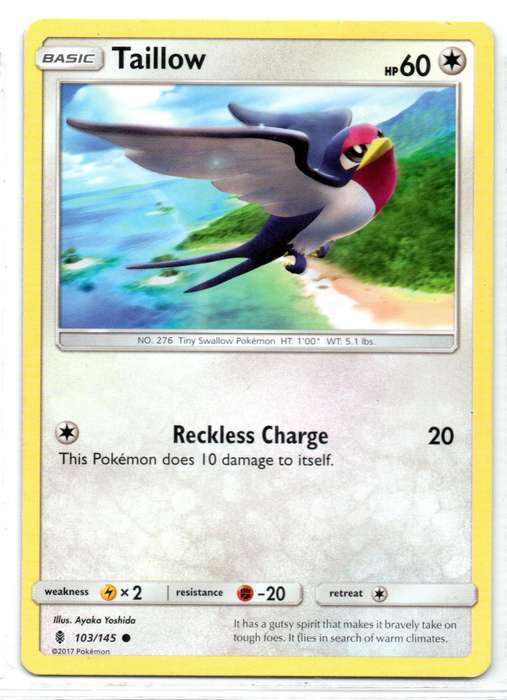 2017 Pokemon - Guardians Rising - Taillow 103/145 Common