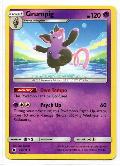 2017 Pokemon - Crimson Invasion - Grumpig 42/111 Uncommon
