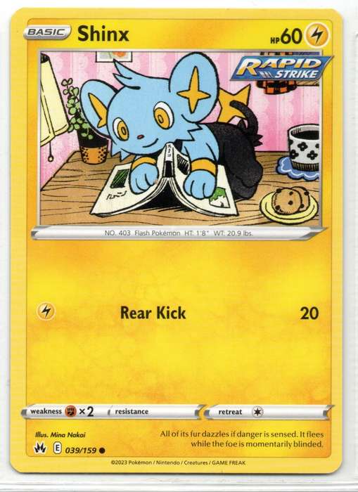 2023 Pokemon/Nintendo/Creatures/GAMEFREAK - Crown Zenith - Shinx 39/159 Common