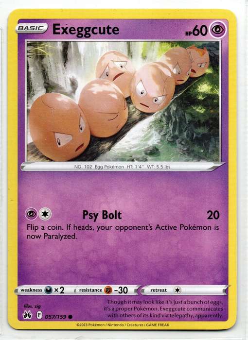 2023 Pokemon/Nintendo/Creatures/GAMEFREAK - Crown Zenith - Exeggcute 57/159 Common